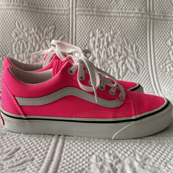 Vans Old Skool Neon Knockout Pink/True White Sneakers Skater Shoes Valentines - Picture 3 of 10